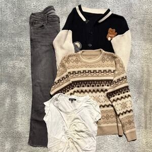 Womens Cozy Neutral Preppy Bundle of 4